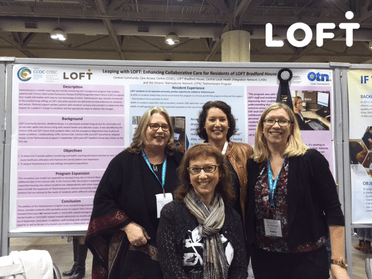 Poster presenters L to R: Debra Walko (LOFT Community Services), Sarah Warmington (Central CCAC), Sandra Mierdel (Ontario Telemedicine Network), Jill Shorrocks (Central CCAC)